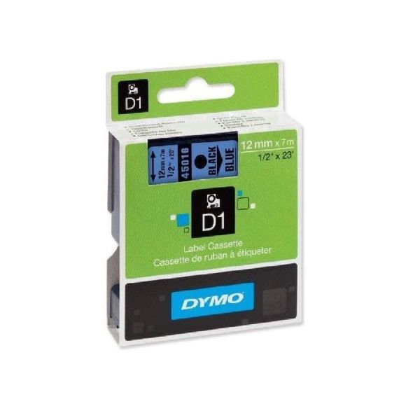 Picture of DYMO D1 LABEL CASSETTE ORIGINAL 45016 12MM BLACK ON BLUE